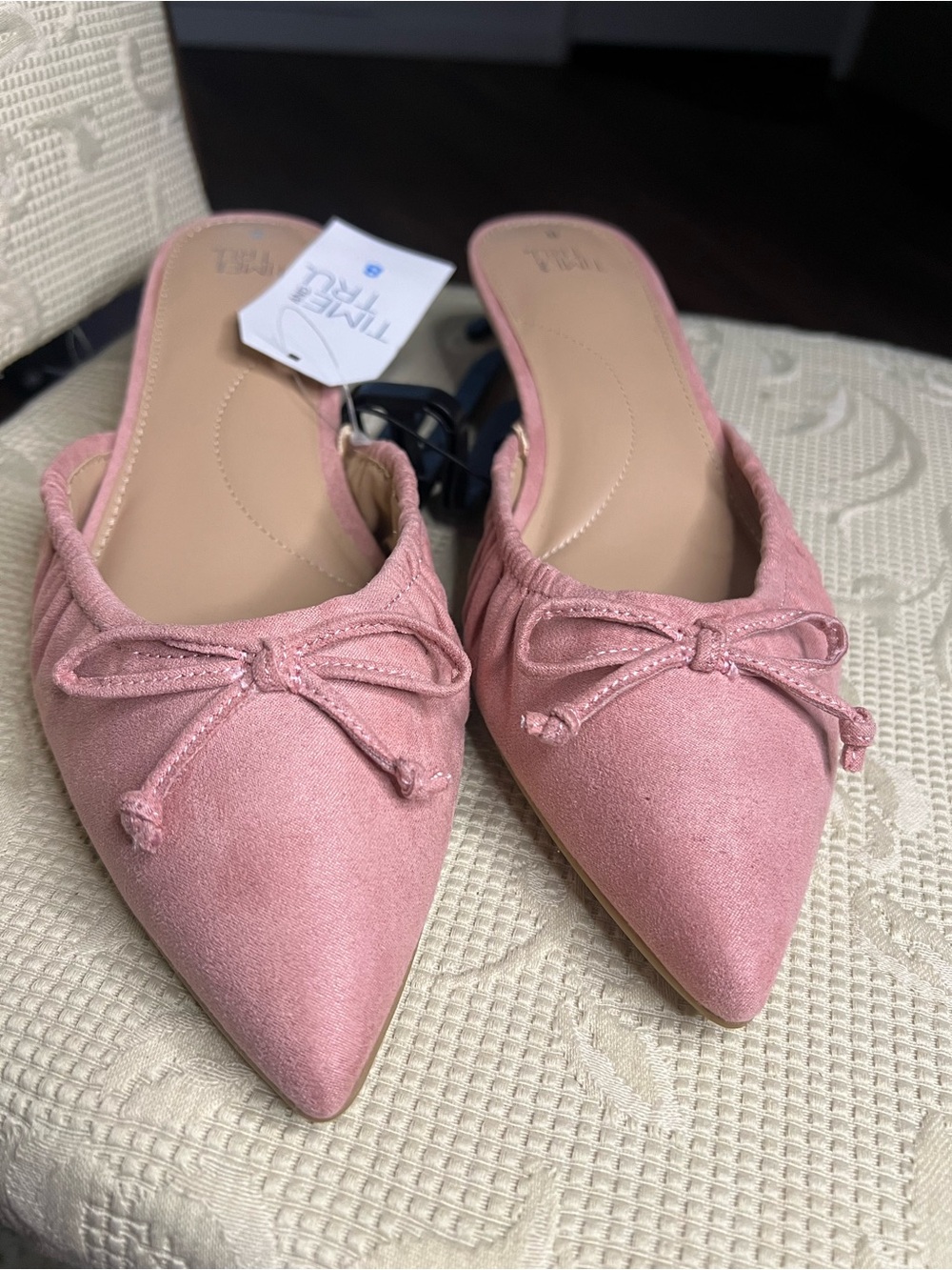 Time and Tru Pink Bow Kitten Heel Mule Shoes NWT | Pointed Toe | Size US 8 UK 6 - Picture 6 of 16
